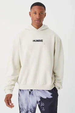 Oversized Boxy Heavyweight Back Graphic Hoodie | BoohooMAN UK