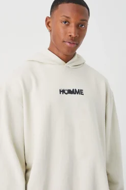 Oversized Boxy Heavyweight Back Graphic Hoodie | BoohooMAN UK