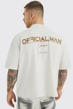Oversized Boxy Heavyweight Luxe Embroidered T-shirt | BoohooMAN UK