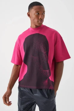 Oversized Boxy Heavyweight Interlock Graphic T-shirt | BoohooMAN UK