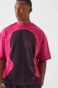 Oversized Boxy Heavyweight Interlock Graphic T-shirt | BoohooMAN UK
