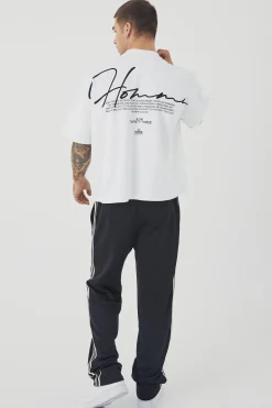 Oversized Boxy Heavyweight Peached Embroidered T-shirt | BoohooMAN UK