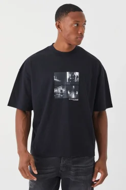 Oversized Boxy Heavyweight Puff Print T-shirt | BoohooMAN UK