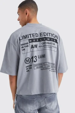 Oversized Boxy Heavyweight Peached Embroidered T-shirt | BoohooMAN UK