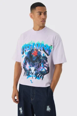 Oversized Boxy Heavyweight Graphic T-shirt | BoohooMAN UK
