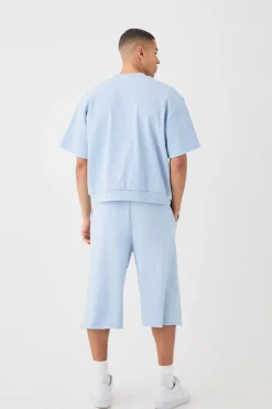 Oversized Boxy Heavyweight Ribbed Short Sleeve Sweatshirt | BoohooMAN UK