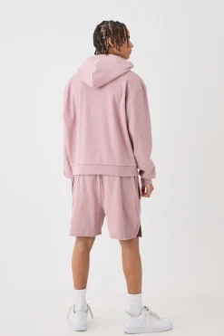 Oversized Boxy Heavyweight Ribbed Short Tracksuit | BoohooMAN UK