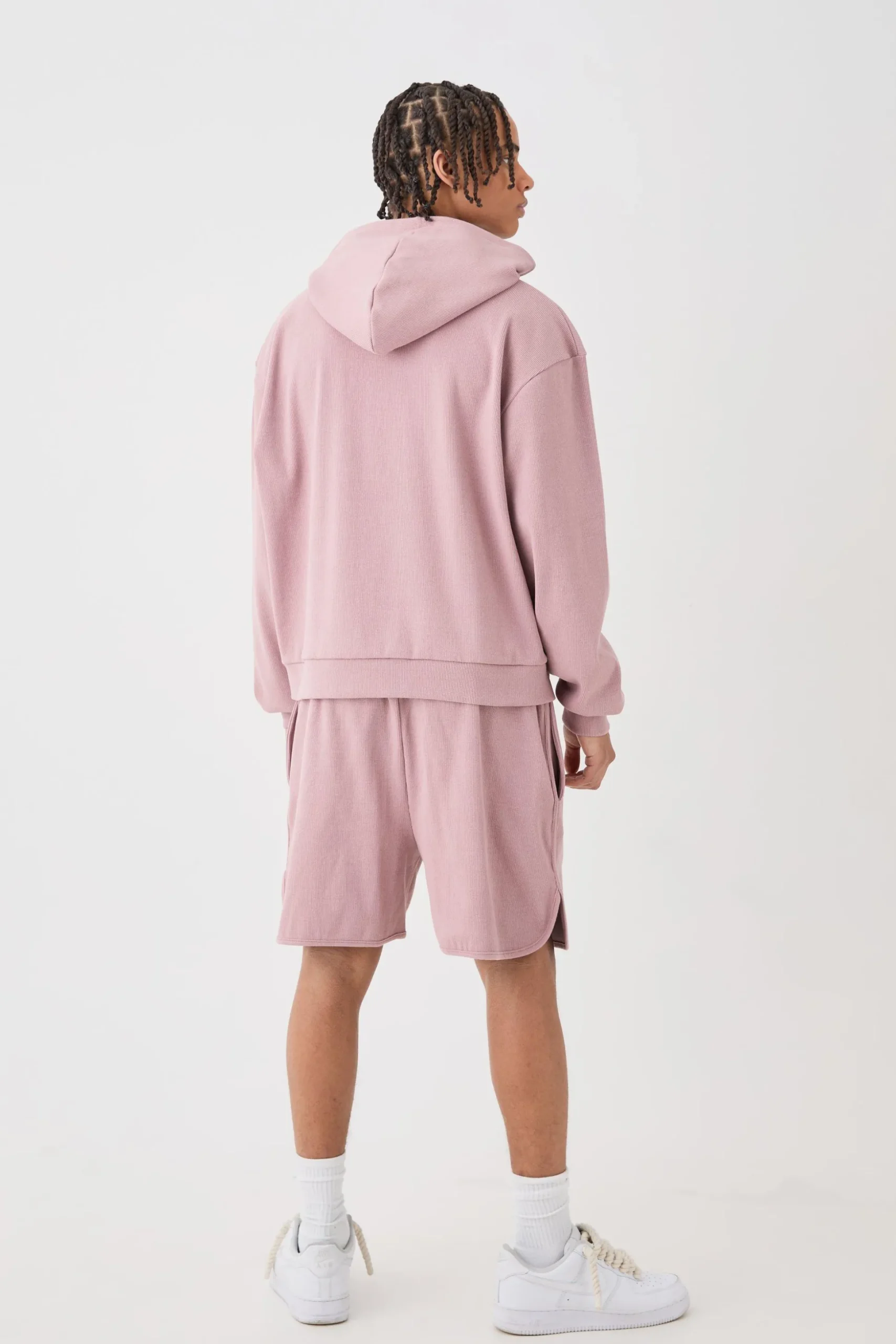 Oversized Boxy Heavyweight Ribbed Short Tracksuit | BoohooMAN UK
