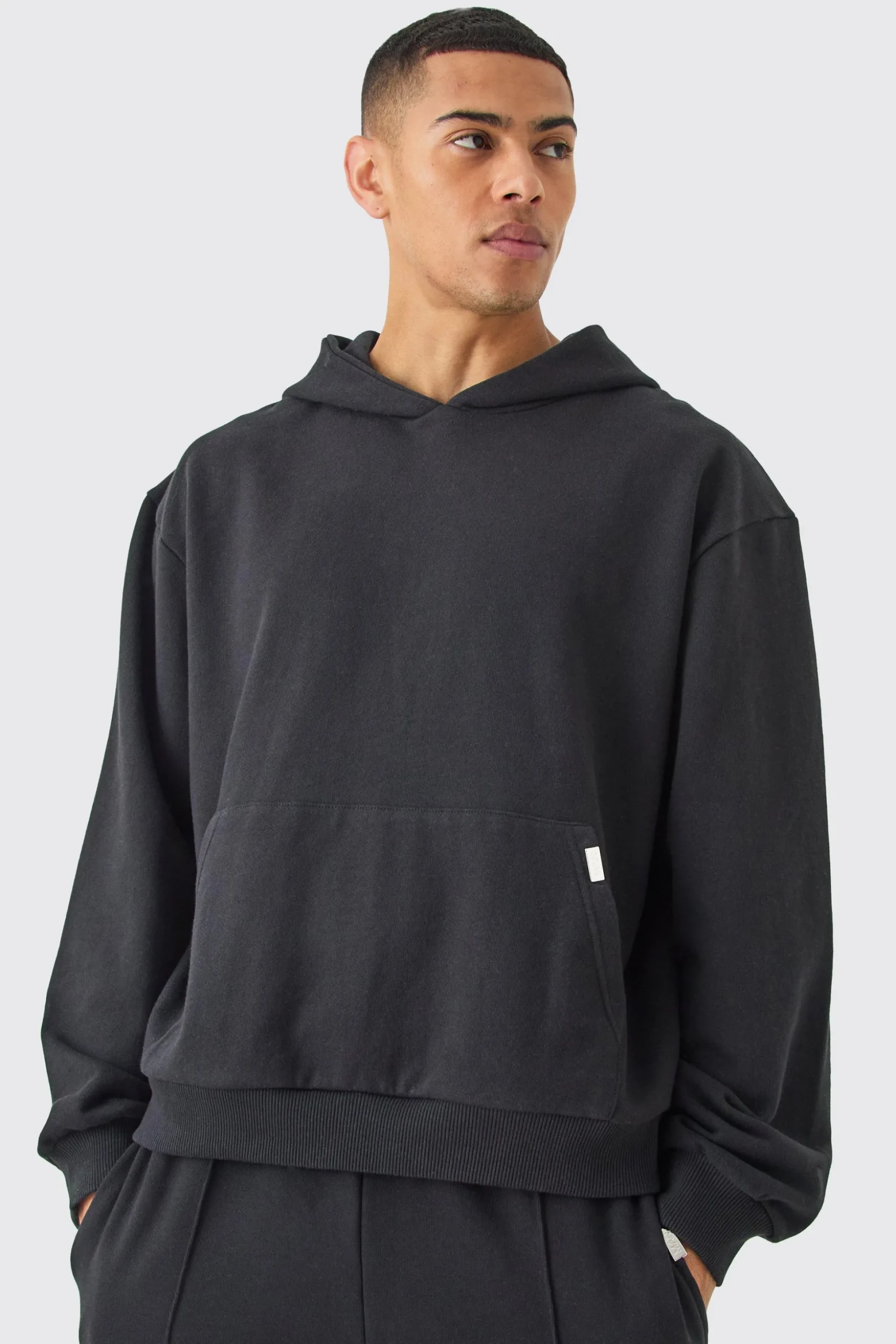 Oversized Boxy Heavyweight Loopback Hoodie | BoohooMAN UK