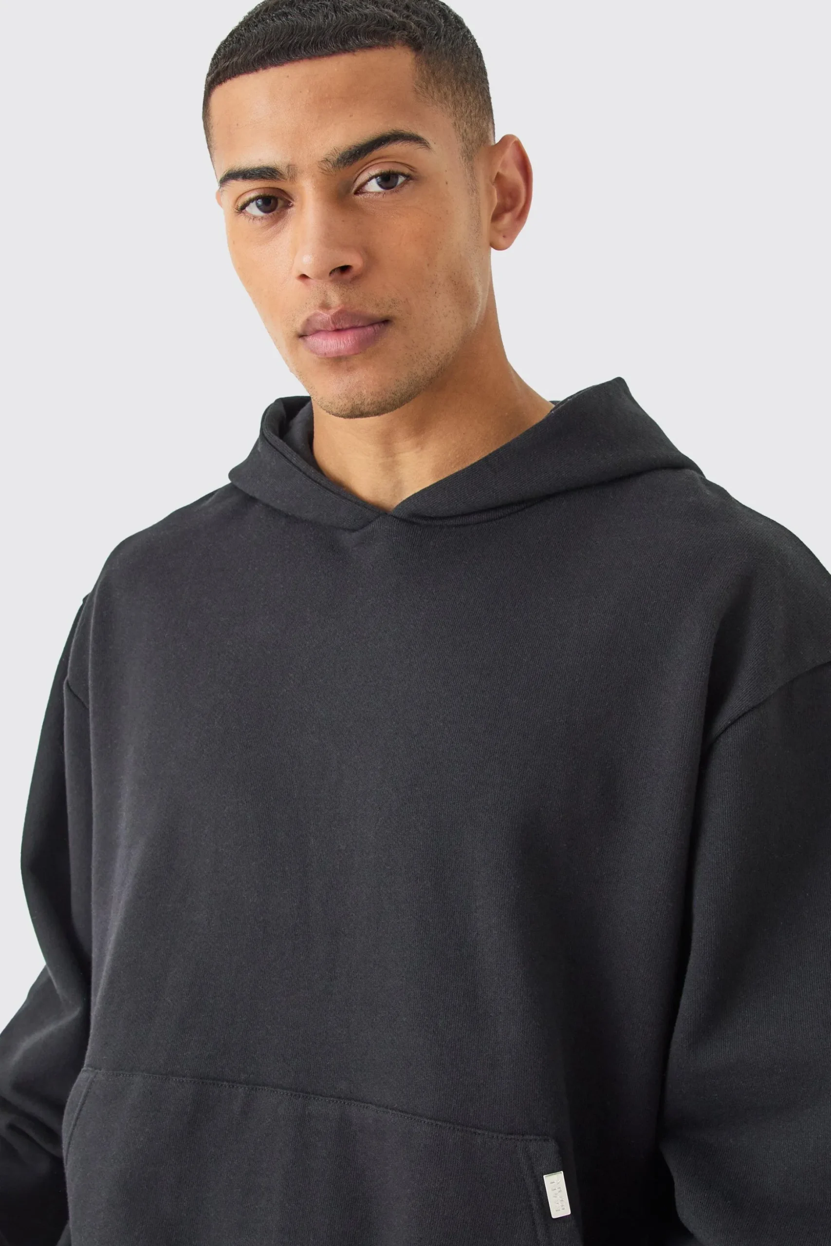 Oversized Boxy Heavyweight Loopback Hoodie | BoohooMAN UK