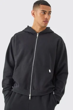 Oversized Boxy Heavyweight Zip Thru Hoodie | BoohooMAN UK