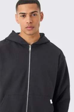 Oversized Boxy Heavyweight Zip Thru Hoodie | BoohooMAN UK