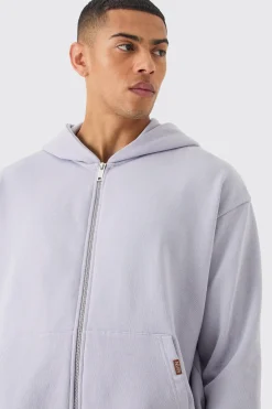 Oversized Boxy Heavyweight Zip Through Hoodie | BoohooMAN UK