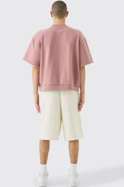 Oversized Boxy Heavyweight Short Sleeve Sweatshirt | BoohooMAN UK
