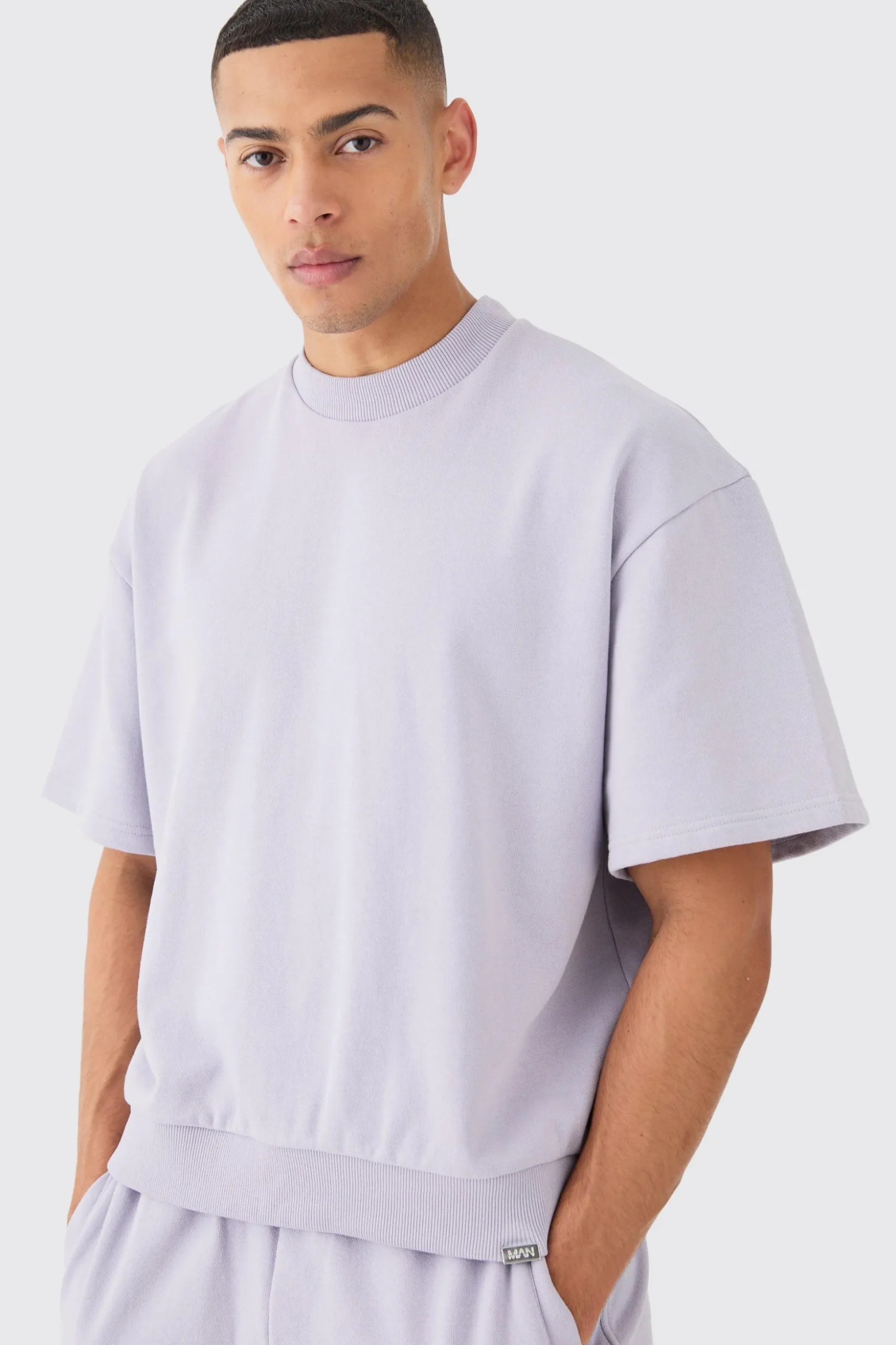 Oversized Boxy Heavyweight Short Sleeve Sweatshirt | BoohooMAN UK