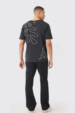 Oversized Boxy Heavyweight Embroidered Puff Print T-shirt | BoohooMAN UK