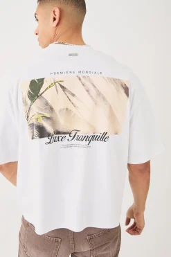 Oversized Boxy Heavyweight Embroidered Puff Print T-shirt | BoohooMAN UK