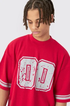 Oversized Boxy Heavyweight Waffle Varsity T-shirt & Short Set | BoohooMAN UK