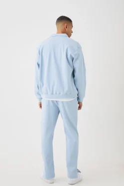 Oversized Boxy Heavyweight Ribbed Harrington Set | BoohooMAN UK