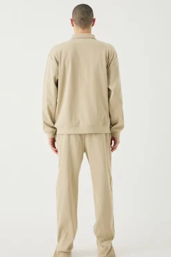 Oversized Boxy Heavyweight Ribbed Harrington Set | BoohooMAN UK
