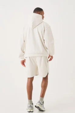 Oversized Boxy Heavyweight Ribbed Short Tracksuit | BoohooMAN UK