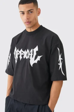 Oversized Boxy Heavyweight Official Printed T-shirt | BoohooMAN UK