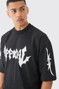 Oversized Boxy Heavyweight Official Printed T-shirt | BoohooMAN UK