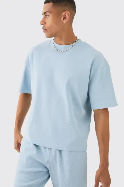 Oversized Boxy Heavyweight Ribbed T-shirt & Shorts Set | BoohooMAN UK
