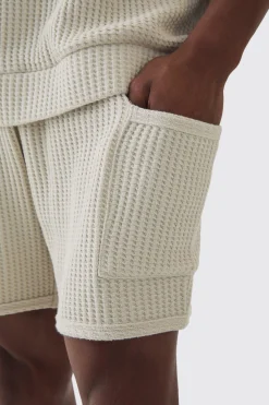 Oversized Boxy Heavyweight Jumbo Waffle Sweat & Short Set | BoohooMAN UK