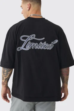 Oversized Boxy Heavyweight Embroidered Faux Layer T-shirt | BoohooMAN UK
