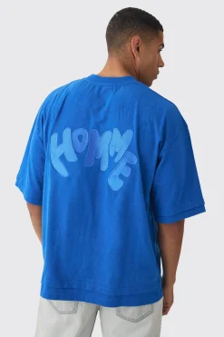 Oversized Boxy Heavyweight Embroidered Faux Layer T-shirt | BoohooMAN UK