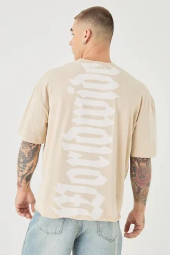 Oversized Boxy Heavyweight Worldwide Back Graphic T-shirt | BoohooMAN UK