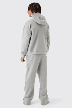 Oversized Boxy Heavyweight Embroidered Piping Hooded Tracksuit | BoohooMAN UK