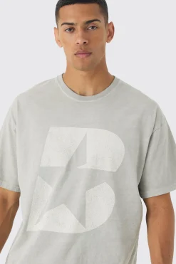 Oversized Boxy Heavyweight B Star Print T-Shirt | BoohooMAN UK