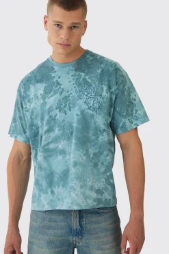 Oversized Boxy Heavyweight BH Print T-Shirt | BoohooMAN UK