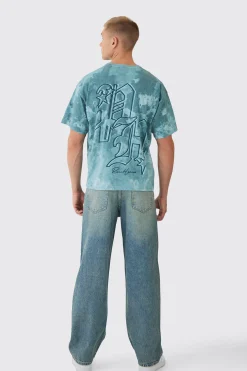 Oversized Boxy Heavyweight BH Print T-Shirt | BoohooMAN UK