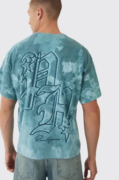 Oversized Boxy Heavyweight BH Print T-Shirt | BoohooMAN UK
