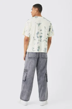 Oversized Boxy Heavyweight Risk Print T-Shirt | BoohooMAN UK