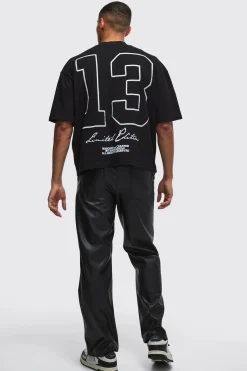 Oversized Boxy Heavyweight Varsity Embroidered T-Shirt | BoohooMAN UK