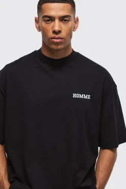 Oversized Boxy Heavyweight Varsity Embroidered T-Shirt | BoohooMAN UK
