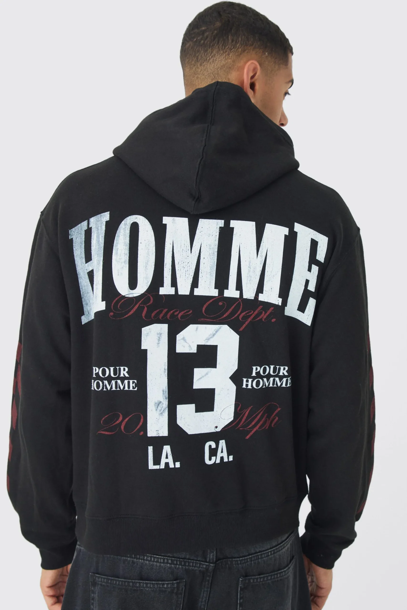 Oversized Boxy Homme 13 Moto Hoodie | BoohooMAN UK