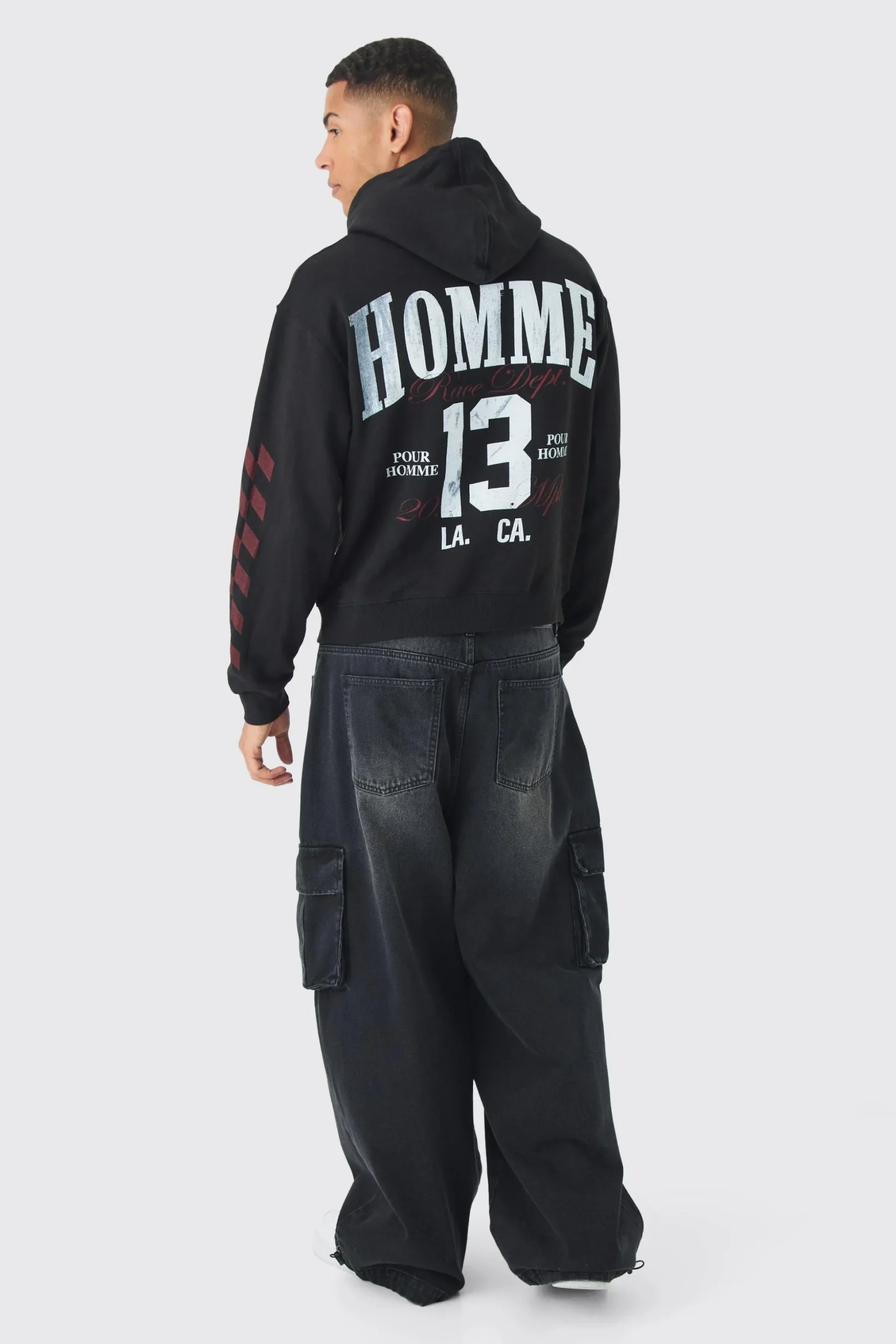 Oversized Boxy Homme 13 Moto Hoodie | BoohooMAN UK