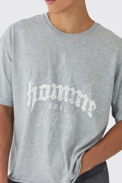 Oversized Boxy Homme Cross Print T-Shirt | BoohooMAN UK