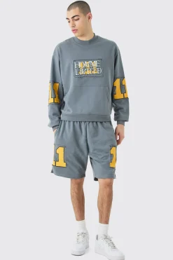 Oversized Boxy Homme Cut Out Sweatshirt & Shorts | BoohooMAN UK