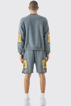 Oversized Boxy Homme Cut Out Sweatshirt & Shorts | BoohooMAN UK