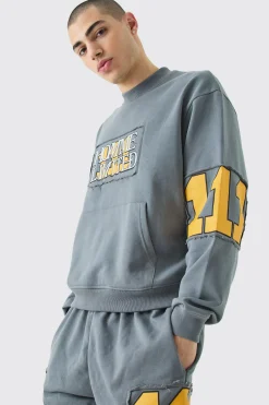 Oversized Boxy Homme Cut Out Sweatshirt & Shorts | BoohooMAN UK