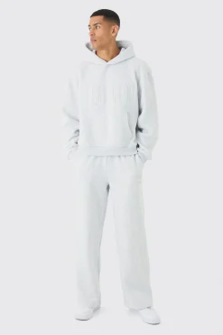 Oversized Boxy Homme Emboss Tracksuit | BoohooMAN UK