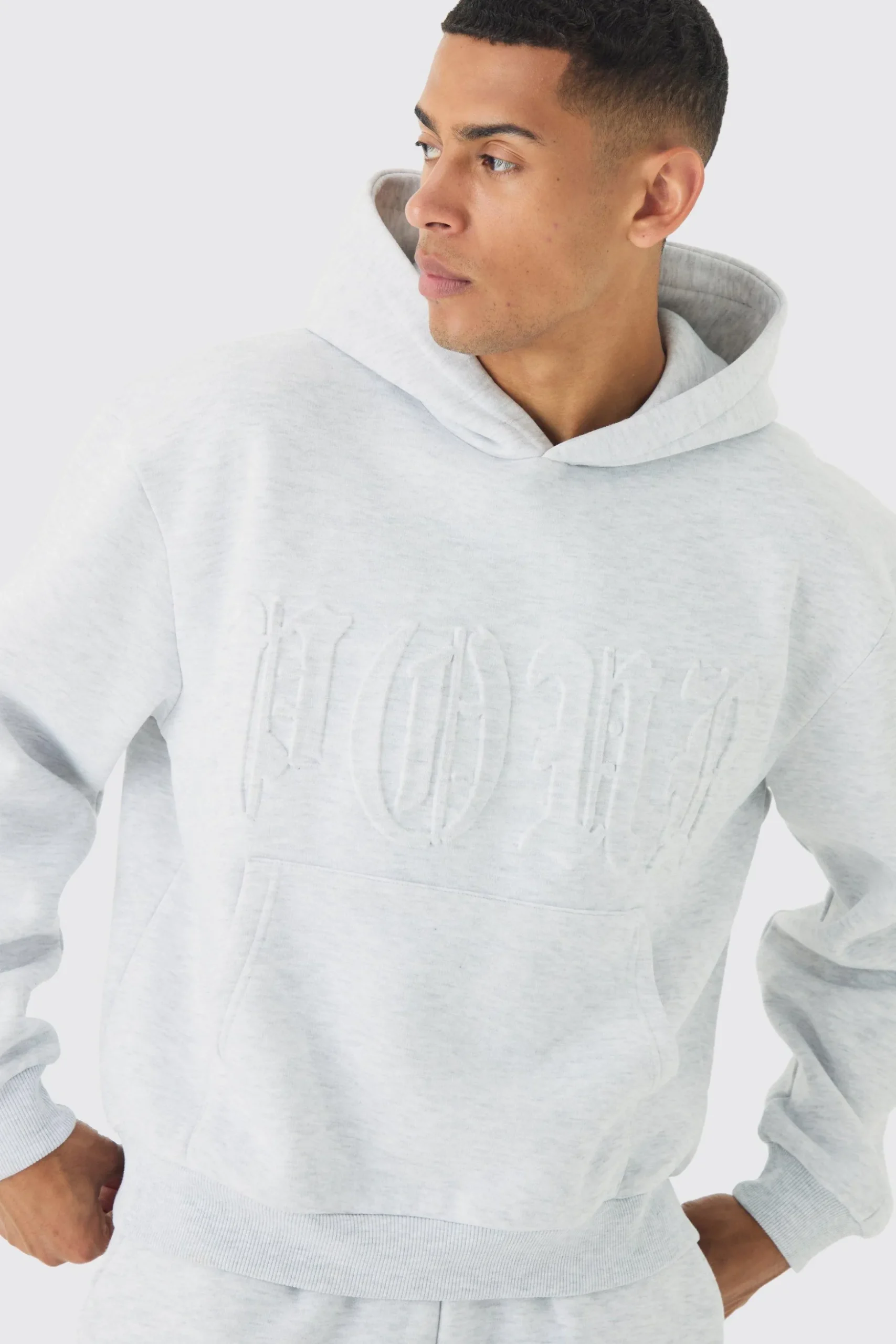 Oversized Boxy Homme Emboss Tracksuit | BoohooMAN UK
