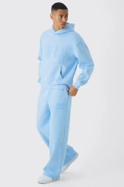 Oversized Boxy Homme Emboss Tracksuit | BoohooMAN UK
