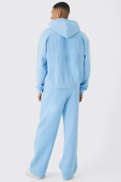 Oversized Boxy Homme Emboss Tracksuit | BoohooMAN UK